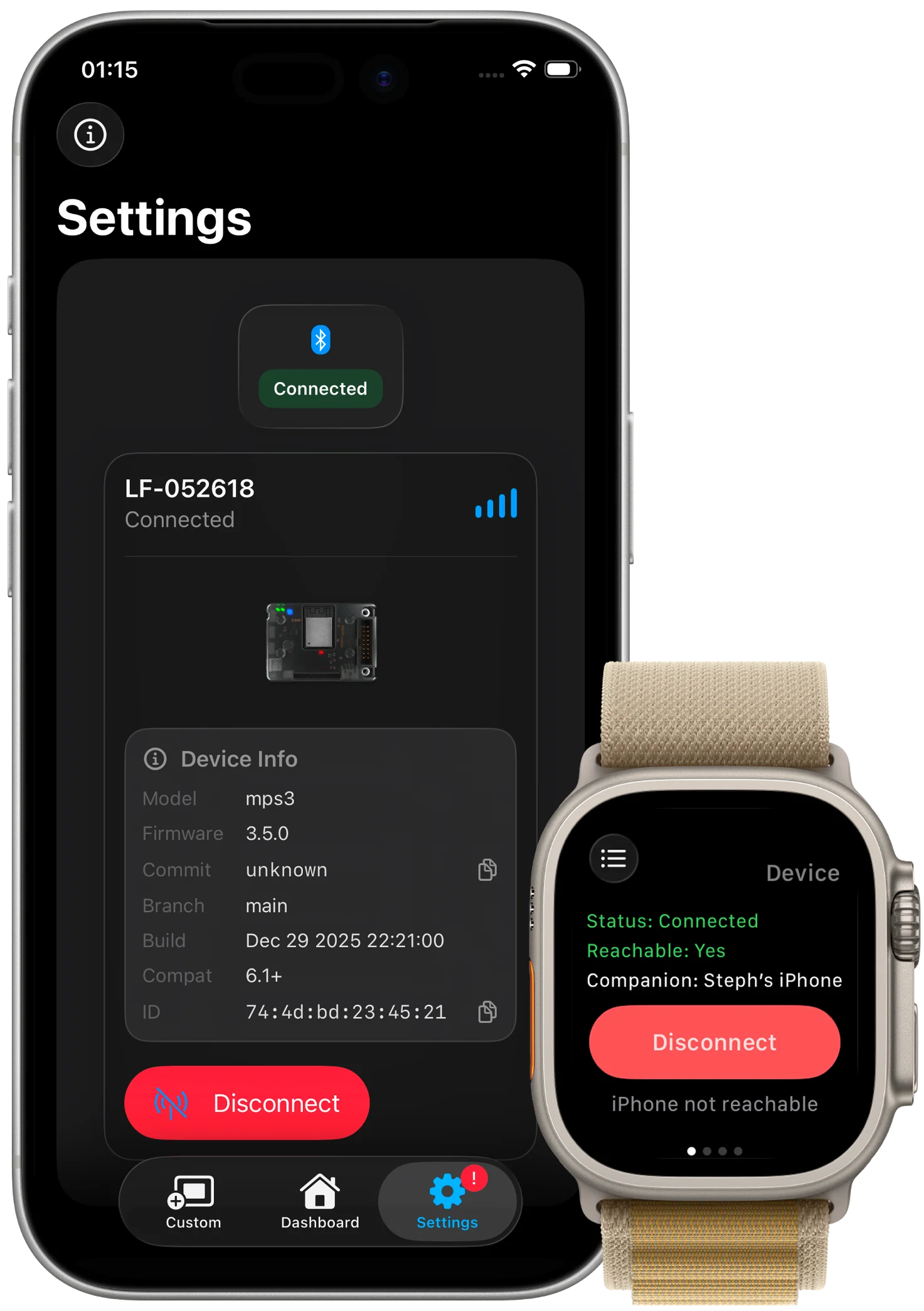 LumiFur app settings screen
