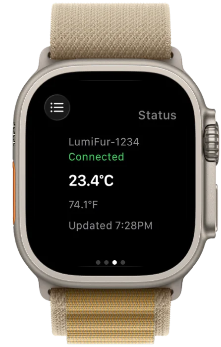 Status view on the LumiFur app